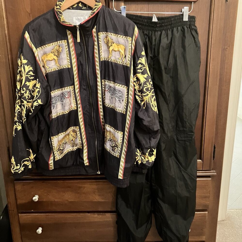 Adolfo Black Jacket with Gold and Cream Animal Panels